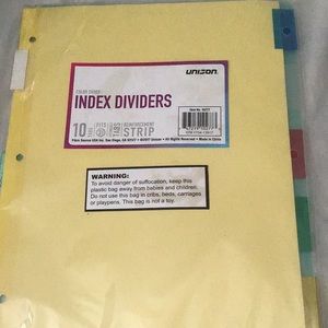 BACK TO SCHOOL Unison index dividers